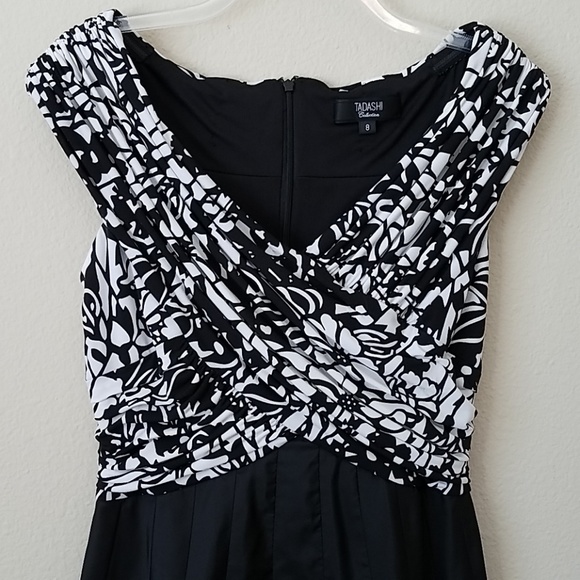 Tadashi Black Cocktail Dress Floral Bodice Size 8 - Picture 2 of 8